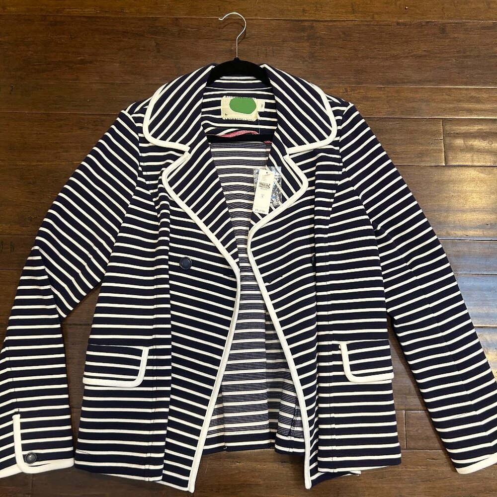 Anthropologie NWT blue/white stripe jacket blazer sz Large